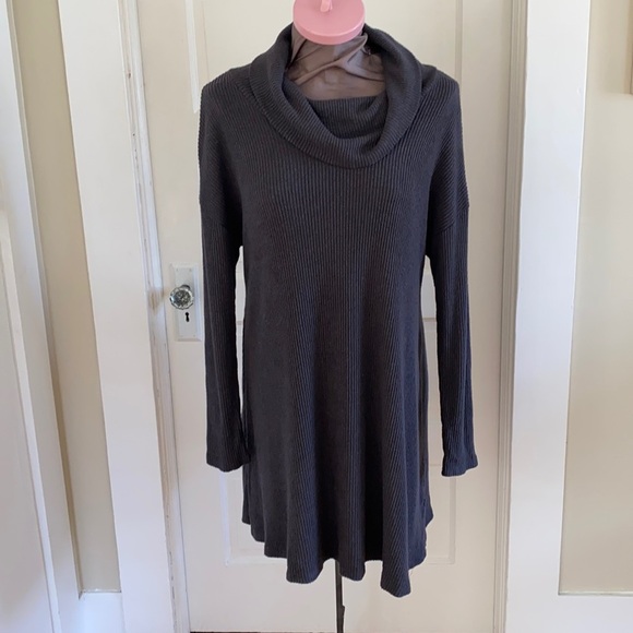 Bp Soft Grey Long Sleeve Ribbed Cowl Neck Swing Dress small - Picture 1 of 5